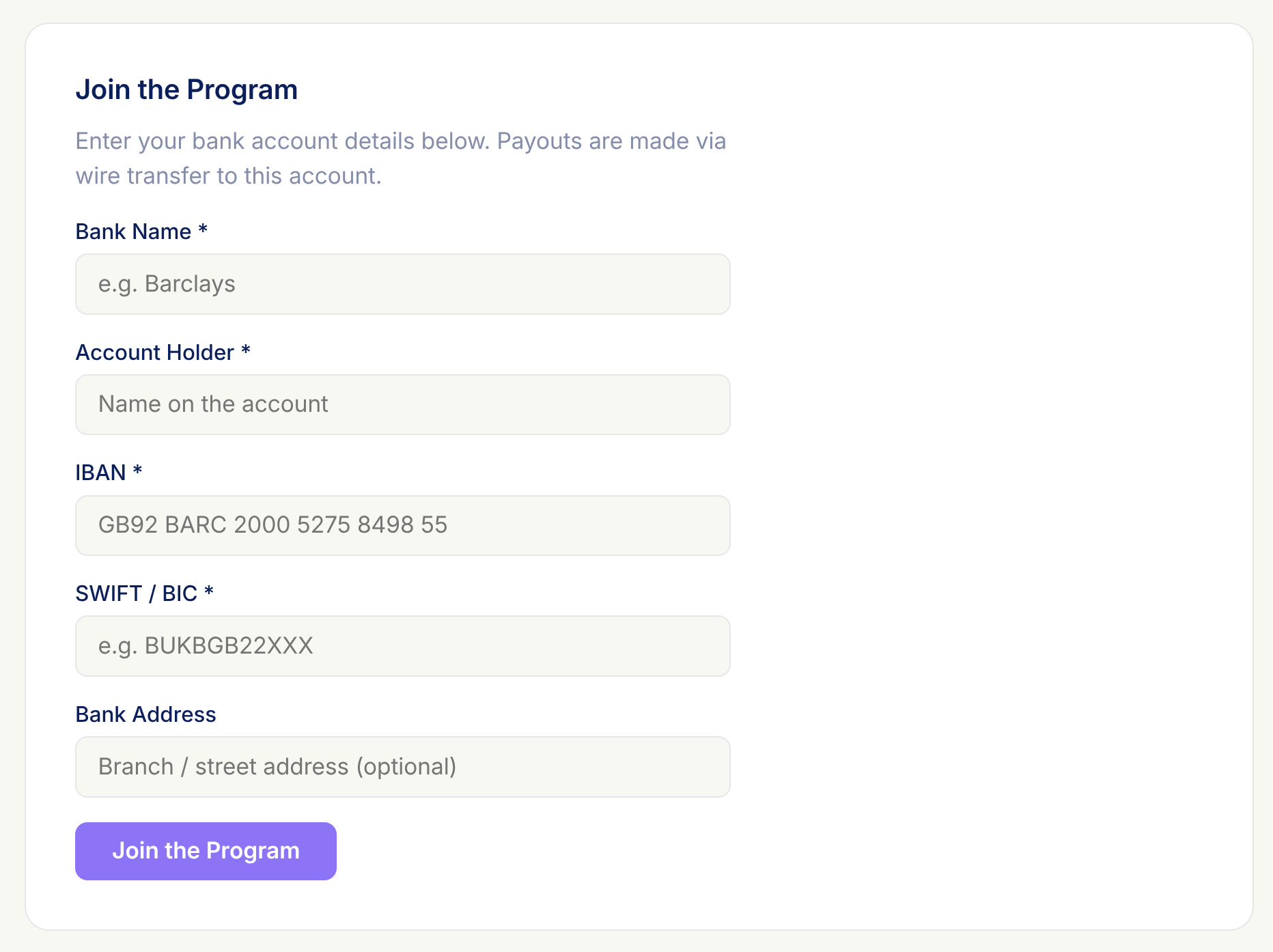 Join the affiliate program